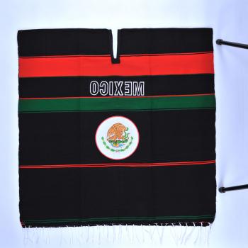 PONCHO MULTICOLOR WITH HAND EMBROIDERY Saltillo Gaban con Bordado a Mano