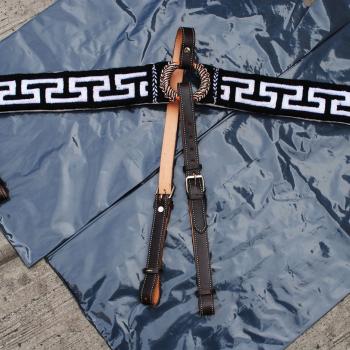 FINE BRAIDED BREAST LEATHER AND KNITTED COLLAR Pecho Pretal Cuero e Hilo Greca Cosido