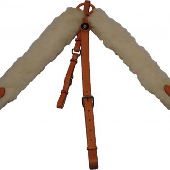 FINE BREAST LEATHER AND SHEEP WOOL COLLAR Pecho Pretal Cuero con Borrega Cosida