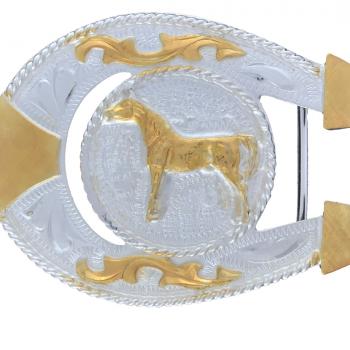 GERMAN SILVER HORSESHOE BUCKLE Hebilla Forma de Herradura Alpaca