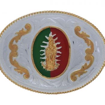 GERMAN SILVER PAINTED OVAL BUCKLE Hebilla Pintada Oval de Alpaca