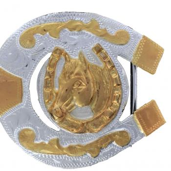 GERMAN SILVER HORSESHOE FOR BOYS BUCKLE Hebilla de Alpaca Forma de Herradura para Jovenes