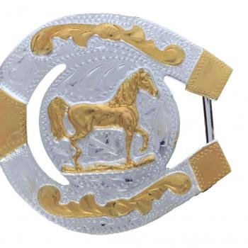 GERMAN SILVER HORSESHOE FOR BOYS BUCKLE Hebilla de Alpaca Forma de Herradura para Jovenes