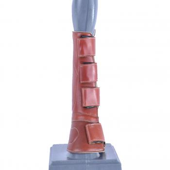 FINE LEATHER SHIN GUARD WITH HORSE BELL BOOT AND VELCRO Espinillera de Cuero con Campana y Velcro para Caballo