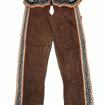 FINE SUEDE FULL CHAP Fina Chaparrera de Cuero Gamuza con Diseno