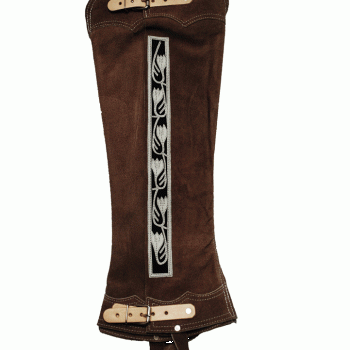LONG SUEDE DECORATED HALF CHAPS TWO BUCKLES Polaina Larga Gamusa Con Navajeado con Flores