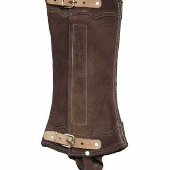 SHORT SUEDE HALF CHAPS TWO BUCKLES Polaina Gamusa Corta Con Dos Hebillas