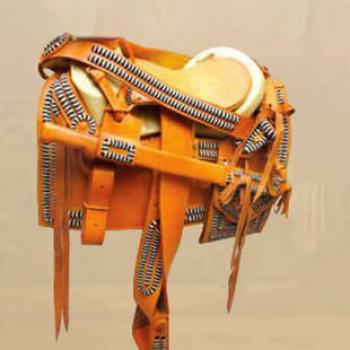 TRADITIONAL CHARRO LEATHER SADDLE WITH MACHETE Tradicional Montura Charra de Cuero con Machete