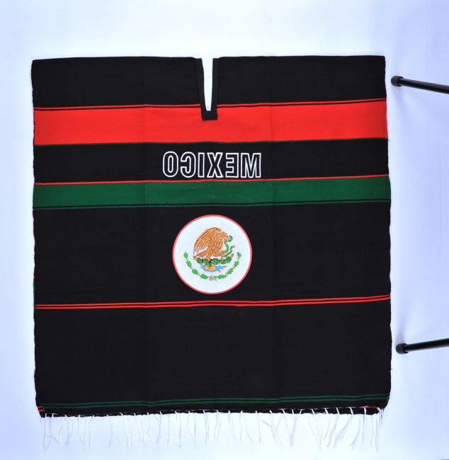 PONCHO MULTICOLOR WITH HAND EMBROIDERY Saltillo Gaban con Bordado a Mano