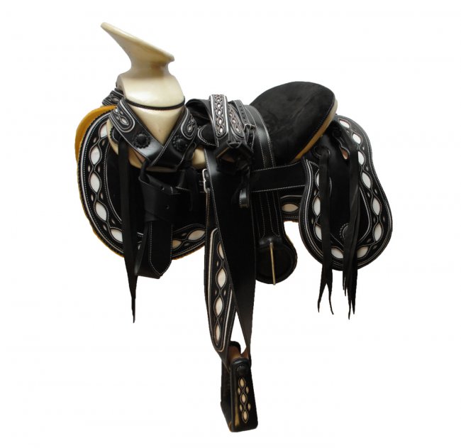 FINE CHARRA LEATHER SADDLE REMOBABLE CANTEEN TO DUCK TAILED Fina Montura Charra de Cuero Intercambiable a Cola 

de Pato