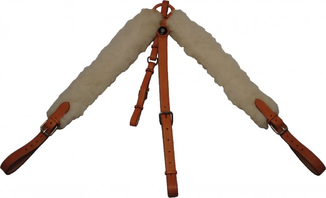 FINE BREAST LEATHER AND SHEEP WOOL COLLAR Pecho Pretal Cuero con Borrega Cosida