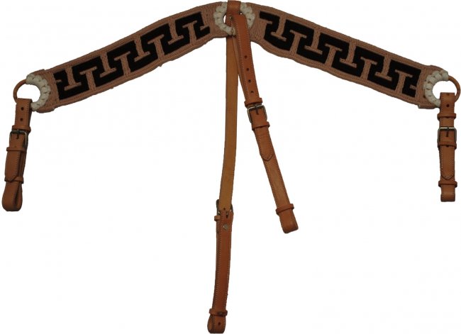 FINE BRAIDED BREAST LEATHER AND KNITTED COLLAR Pecho Pretal Cuero e Hilo Greca Cosido