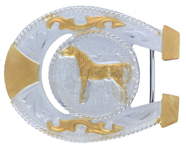 GERMAN SILVER HORSESHOE BUCKLE Hebilla Forma de Herradura Alpaca