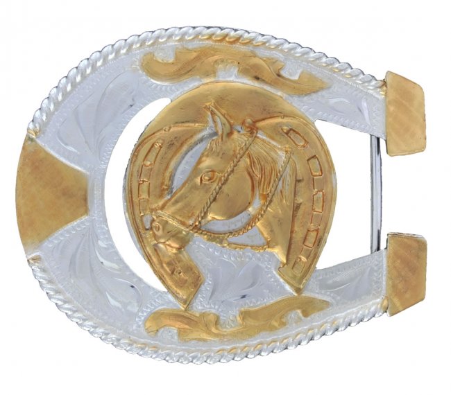 GERMAN SILVER HORSESHOE BUCKLE Hebilla Forma de Herradura Alpaca