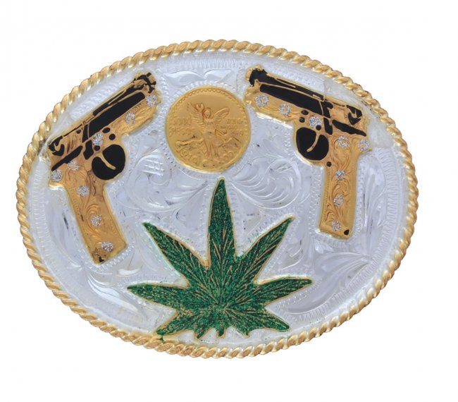 GERMAN SILVER PAINTED OVAL BUCKLE Hebilla Pintada Oval de Alpaca