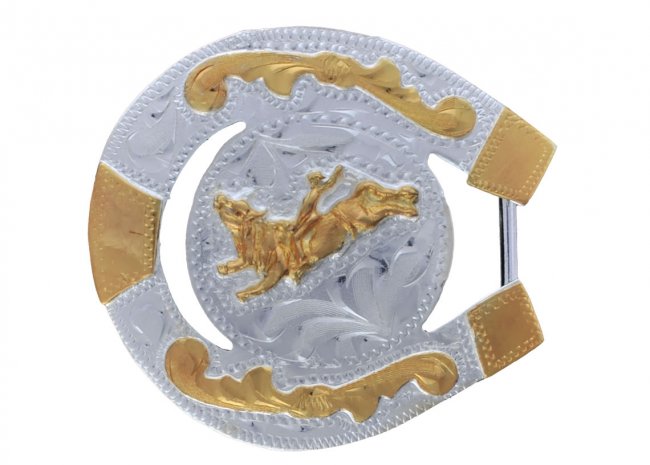 GERMAN SILVER HORSESHOE FOR BOYS BUCKLE Hebilla de Alpaca Forma de Herradura para Jovenes