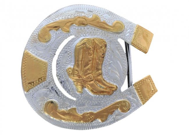 GERMAN SILVER HORSESHOE FOR BOYS BUCKLE Hebilla de Alpaca Forma de Herradura para Jovenes