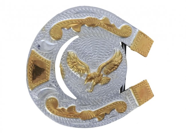 GERMAN SILVER HORSESHOE FOR BOYS BUCKLE Hebilla de Alpaca Forma de Herradura para Jovenes