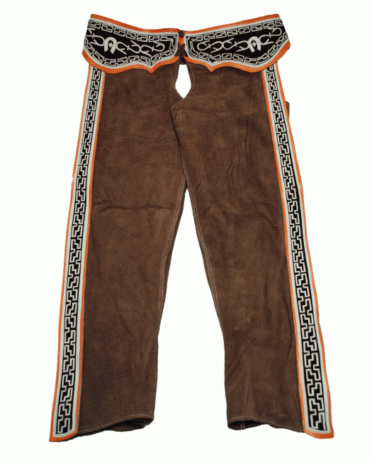 FINE SUEDE FULL CHAP Fina Chaparrera de Cuero Gamuza con Diseno