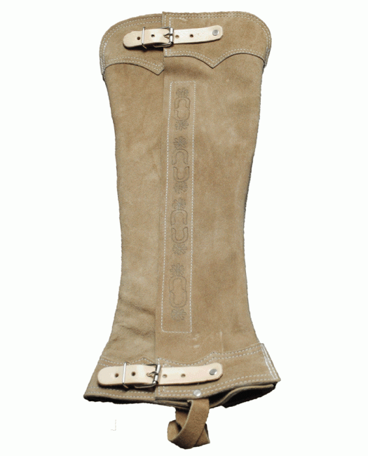 LONG SUEDE HALF LEATHER CHAPS Polainas Mitaza largas de Gamuza de Cuero dos Hebillas