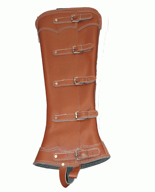 LONG LEATHER HALF CHAP FIVE BUCKLES Polaina de Cuero Con 5 Hebillas