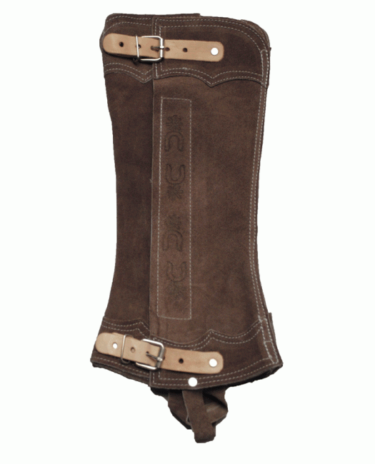 SHORT SUEDE HALF CHAPS TWO BUCKLES Polaina Gamusa Corta Con Dos Hebillas